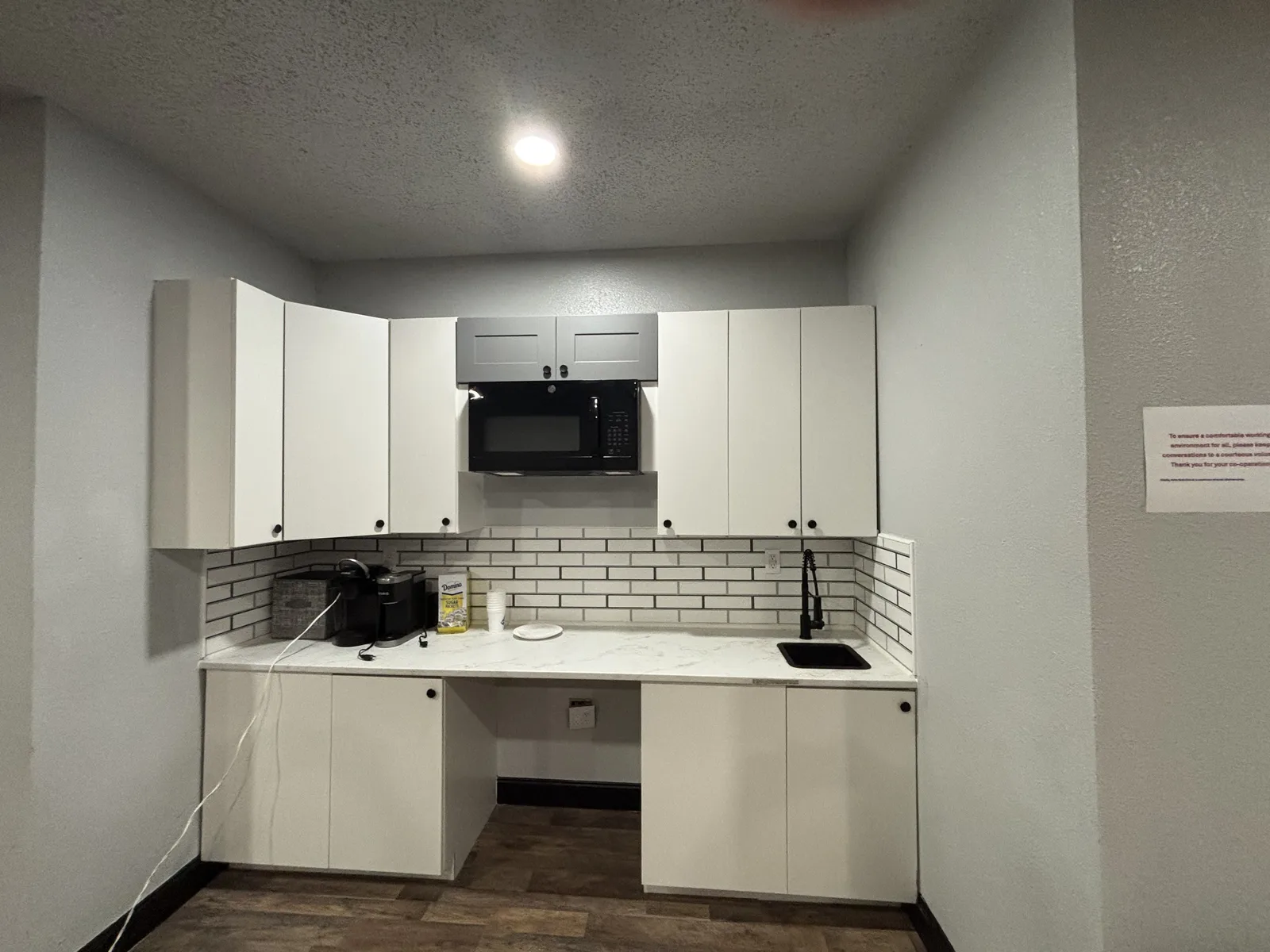 Break area with microwave and sink